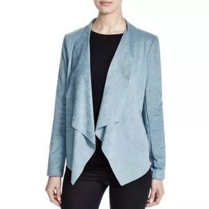 Blue suede draped jacket